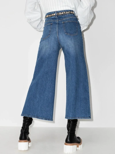 Shop Stella Mccartney Wide-leg Logo Belted Jeans In Blue