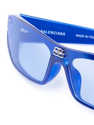 Shop Balenciaga Shield Rectangular-frame Sunglasses In 3 Blue