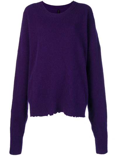 Shop Ben Taverniti Unravel Project Oversized Distressed Crew-neck Sweater In Purple