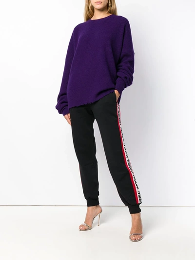 Shop Ben Taverniti Unravel Project Oversized Distressed Crew-neck Sweater In Purple