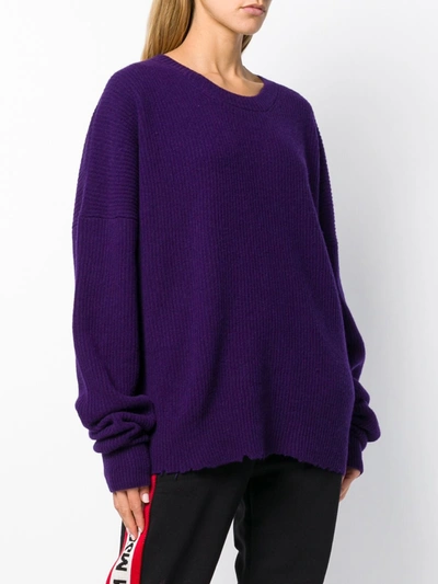 Shop Ben Taverniti Unravel Project Oversized Distressed Crew-neck Sweater In Purple