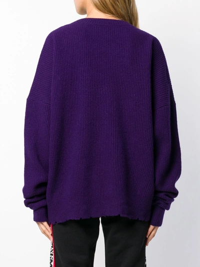 Shop Ben Taverniti Unravel Project Oversized Distressed Crew-neck Sweater In Purple