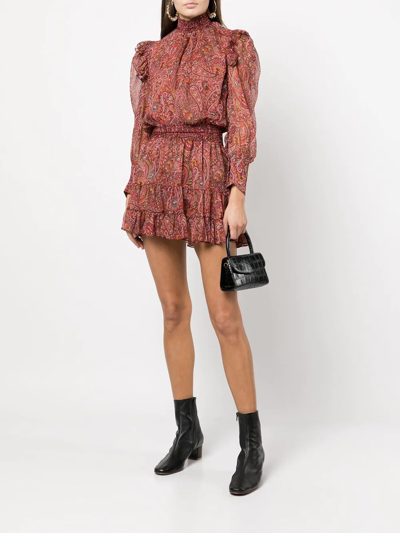 Shop Misa Gianna Bohemian Paisley Dress In Red