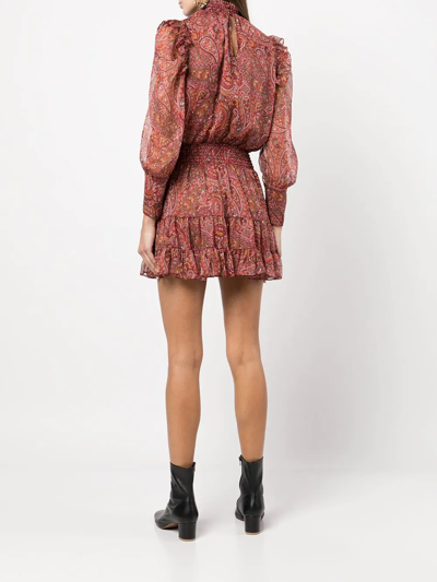 Shop Misa Gianna Bohemian Paisley Dress In Red