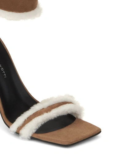 Shop Giuseppe Zanotti Shearling-trimmed Sandals In Brown