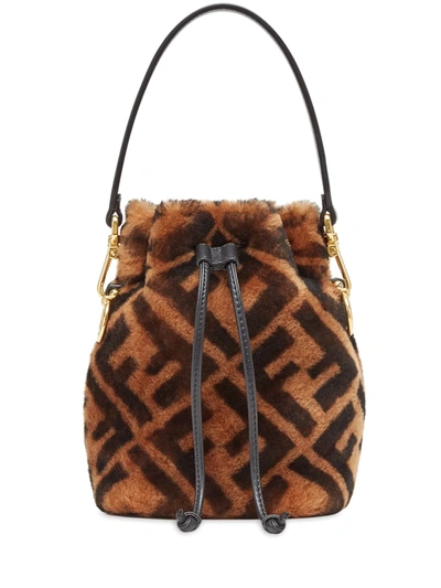 Shop Fendi Mini Mon Tresor Bucket Bag In Brown