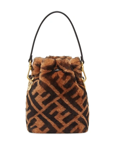 Shop Fendi Mini Mon Tresor Bucket Bag In Brown