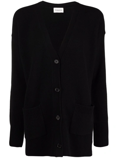 Shop P.a.r.o.s.h V-neck Rib-trimmed Cardi-coat In Schwarz