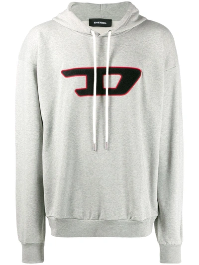 Shop Diesel D Logo Hoodie In Grey