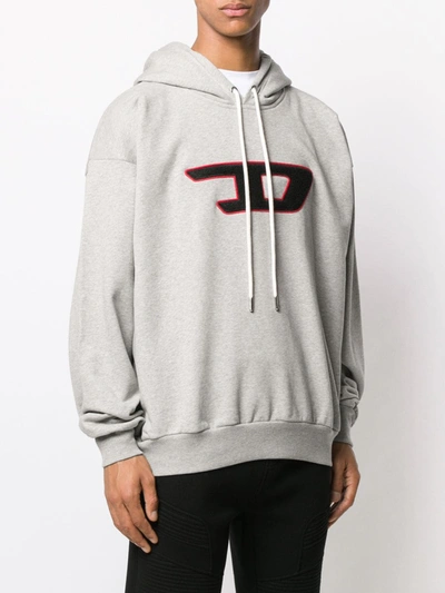 Shop Diesel D Logo Hoodie In Grey