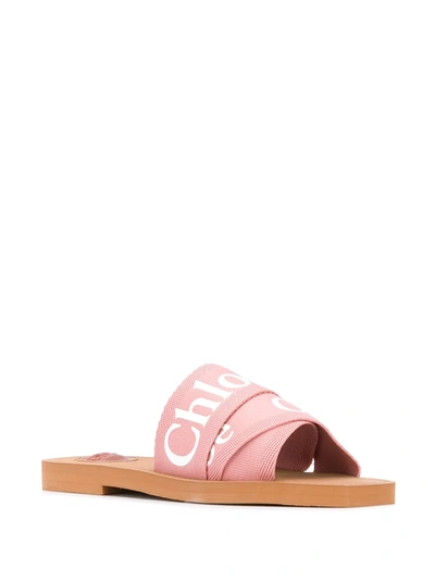 Shop Chloé Woody Logo-strap Sandals In Pink