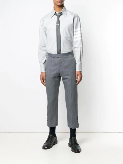 Thom Browne Straight Fit 4-bar Solid Stripe Shirt Grey In Grey