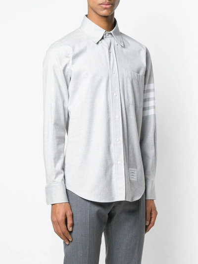 Shop Thom Browne 4-bar Solid Rwb Stripe Shirt In Grey