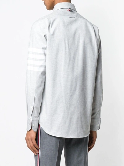 Shop Thom Browne 4-bar Solid Rwb Stripe Shirt In Grey