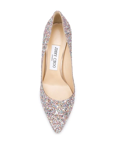 Shop Jimmy Choo Romy 85mm Glitter Pumps In Pink