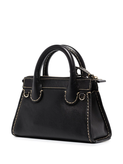 Shop Chloé Chloe Edith Sml Lthr Tote Bag In Schwarz