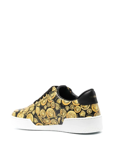 Shop Versace Ilus Medusa Amplified-print Leather Sneakers In Yellow