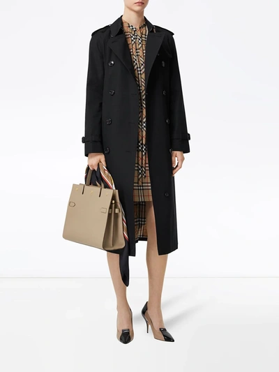 Shop Burberry Double-breasted Gabardine Trench Coat In Black