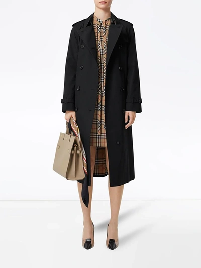 Shop Burberry Double-breasted Gabardine Trench Coat In Black