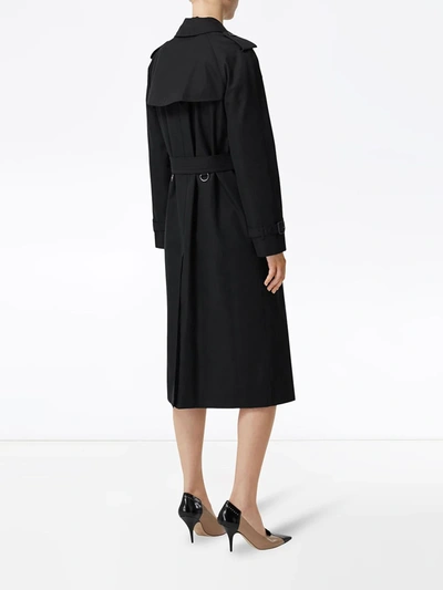 Shop Burberry Double-breasted Gabardine Trench Coat In Black