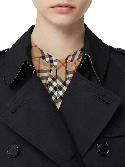 Shop Burberry Double-breasted Gabardine Trench Coat In Black