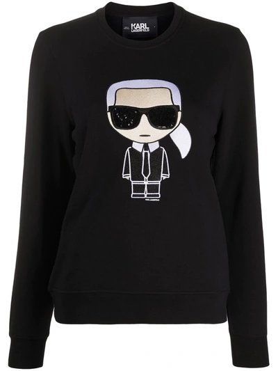 Shop Karl Lagerfeld K/ikonik Crewneck Sweatshirt In Black