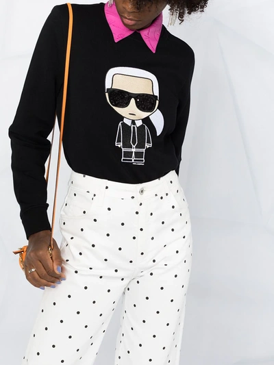 Shop Karl Lagerfeld K/ikonik Crewneck Sweatshirt In Black