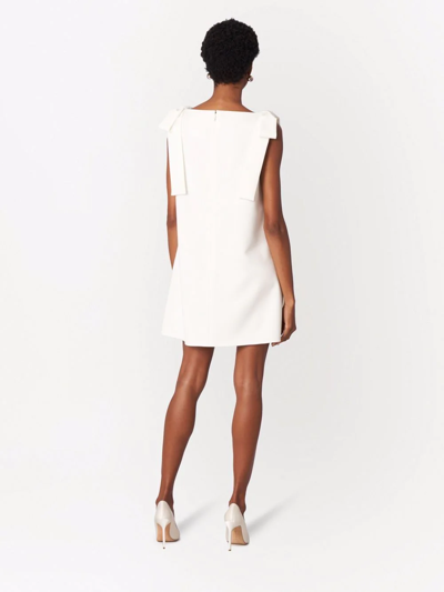 Carolina Herrera Bow-shoulder Mini Shift Dress In Weiss