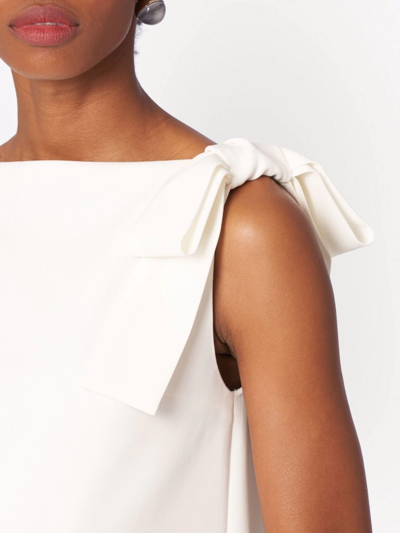 Carolina Herrera Bow-shoulder Mini Shift Dress In Weiss