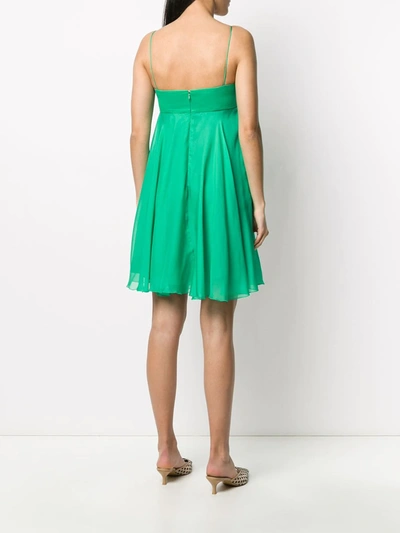 Shop Pinko Babydoll Pleated Mini Dress In Green