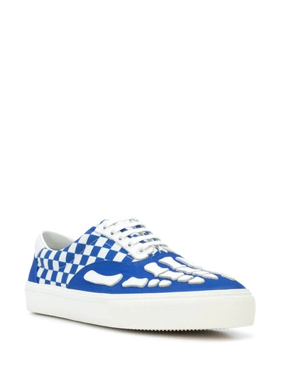 Shop Amiri Checkered Skel-toe Sneakers In Blue