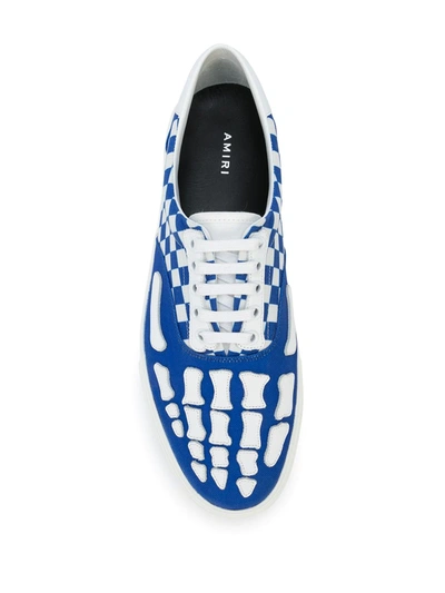 Shop Amiri Checkered Skel-toe Sneakers In Blue