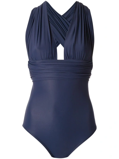 Shop Amir Slama Panelled Swimsuit In Blue