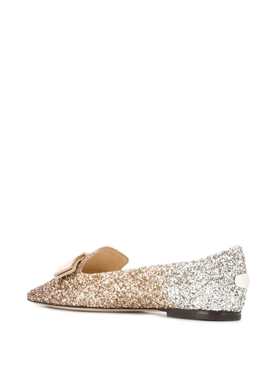 Shop Jimmy Choo Gala Glitter Ballerina Shoes In Gold