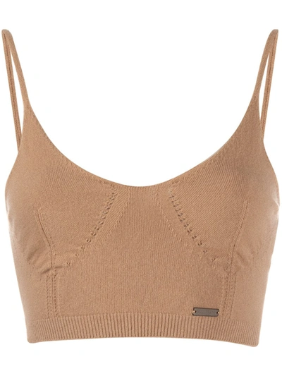 Shop Dsquared2 Knitted-construction Crop Top In Brown