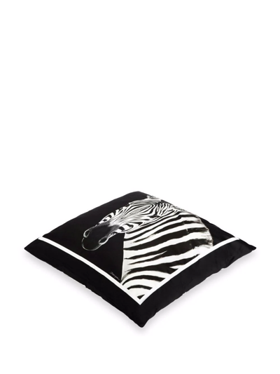 Dolce & Gabbana Medium Zebra-print Duchesse Cotton Cushion In Black
