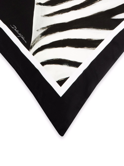 Dolce & Gabbana Medium Zebra-print Duchesse Cotton Cushion In Black