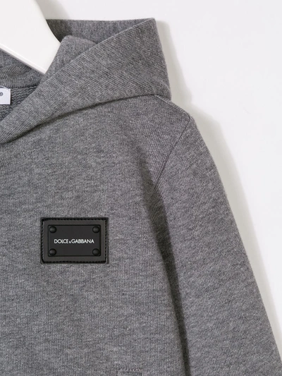 Dolce & Gabbana Logo Zip-up Cotton Sweatshirt Hoodie In Grey