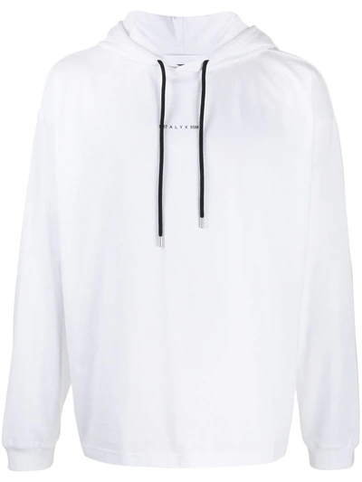 Shop Alyx Relaxed Fit Logo Print Hoodie In White
