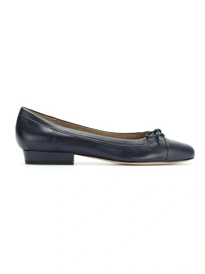 Shop Sarah Chofakian Round Toe Ballerinas In Blue