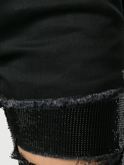 Shop Saint Laurent Sequin-embellished Ripped Skinny Jeans In Black