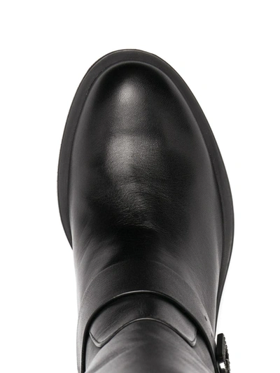 Shop Liu •jo Logo-buckle Riding Boots In Black