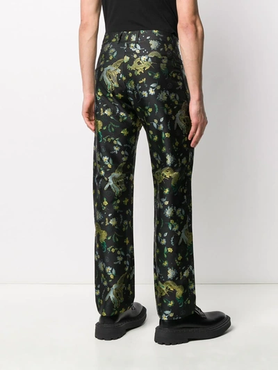Shop Martine Rose Floral & Bird Embroidered Trousers In Black