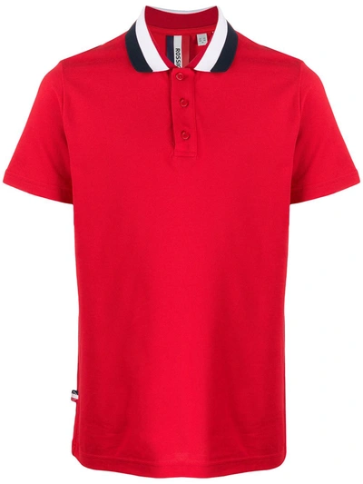 Shop Rossignol Racer Stripe Collar Cotton Polo Shirt In Red