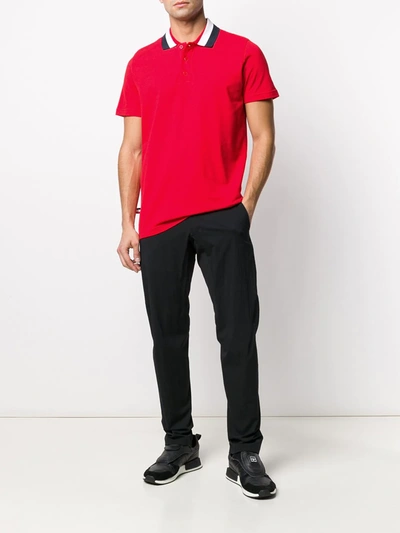 Shop Rossignol Racer Stripe Collar Cotton Polo Shirt In Red