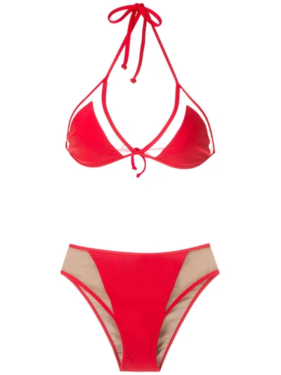 Shop Adriana Degreas X Cult Gaia Panelled Bikini Set In Red