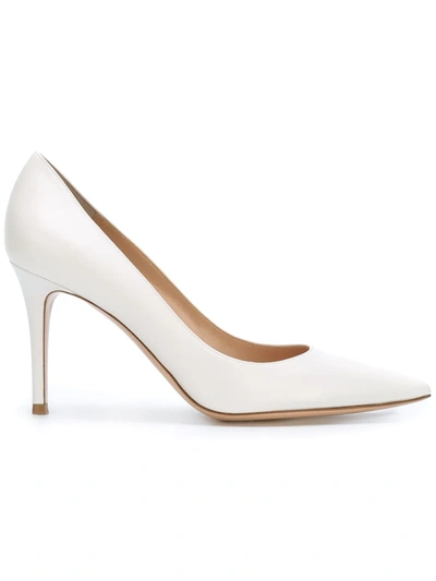 Gianvito Rossi White Patent Gianvito Pumps In White