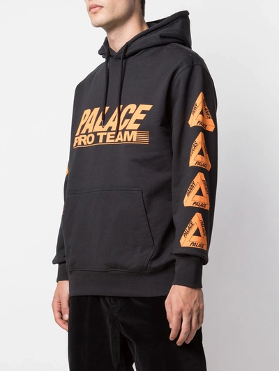 Palace Logo Print Drawstring Hoodie In Black