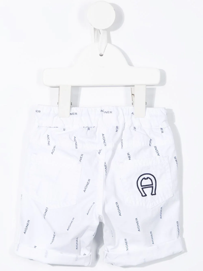 Aigner Logo-print Drawstring Shorts In White