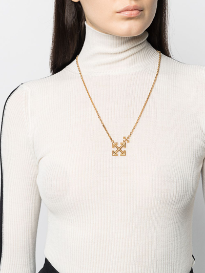 Shop Off-white Double Arrows Logo Necklace In Gold